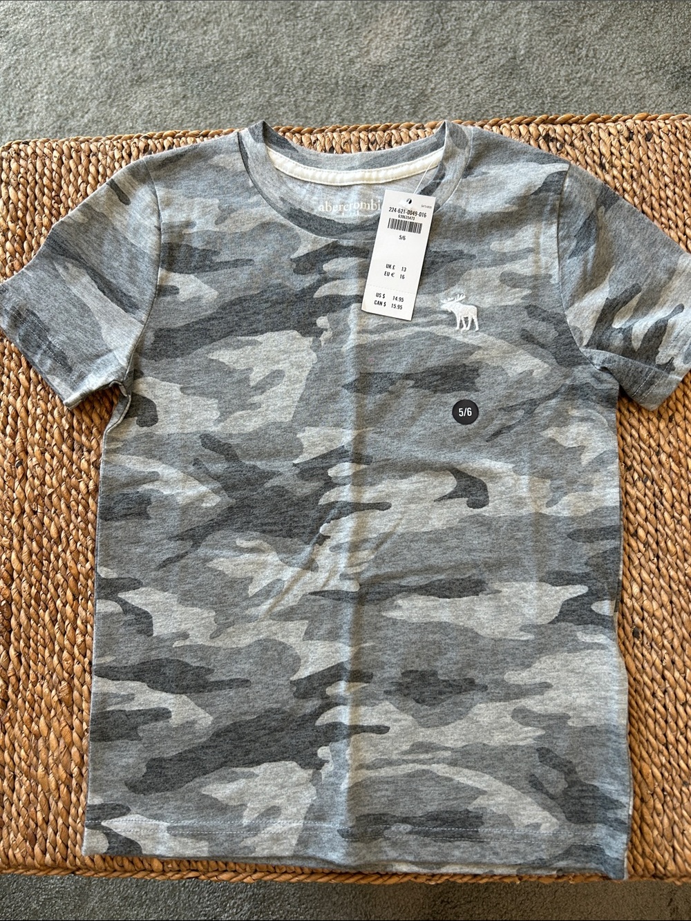 abercrombie kids Gray Camo Short Sleeve Tee
